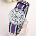 Trendy Nylon Fabric Band Geneva Three Dails Watch for Men, Casual Watches